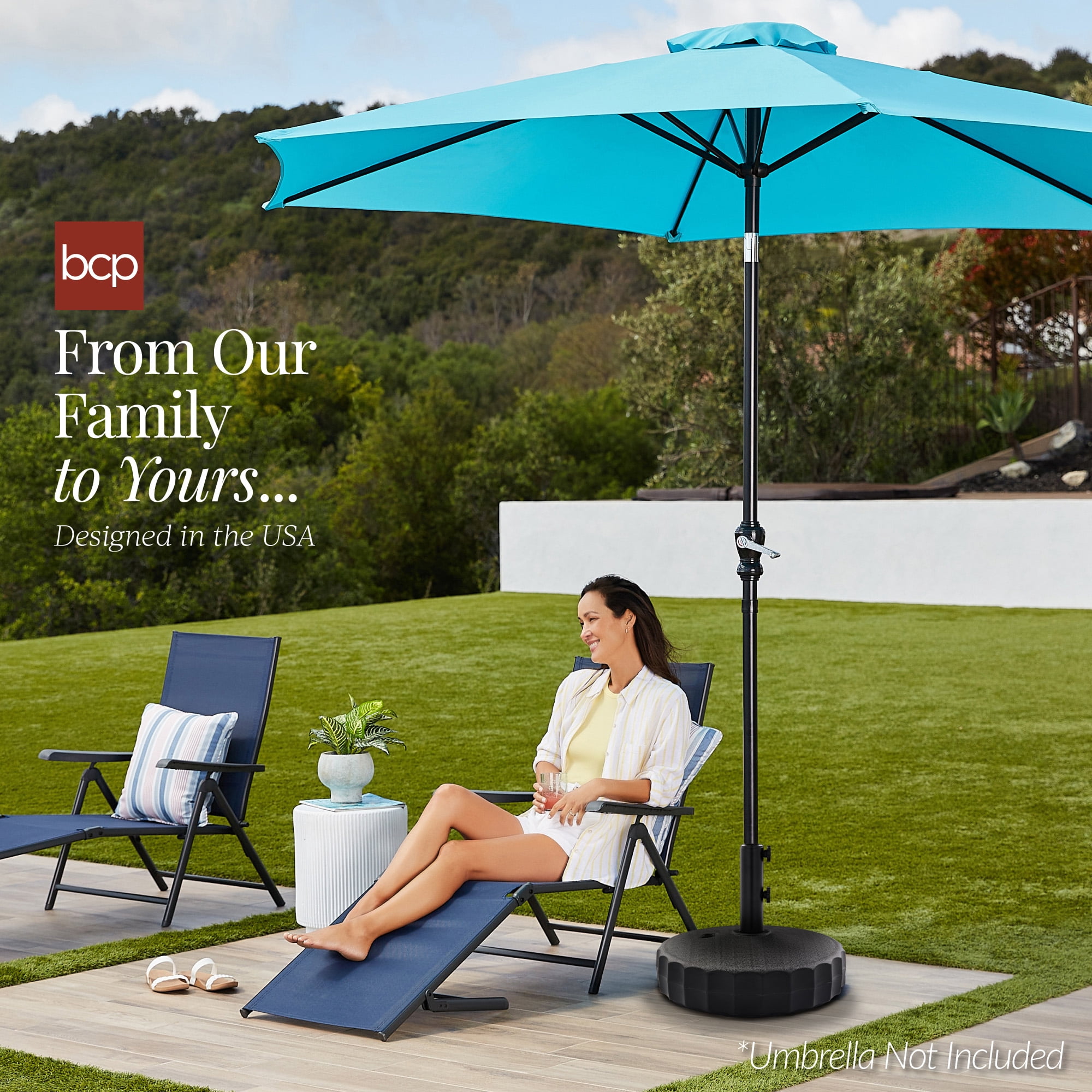 Best Choice Products Fillable Plastic Patio Umbrella Base Stand, Pole Holder w/ Adjustment Knob, Fluted Style