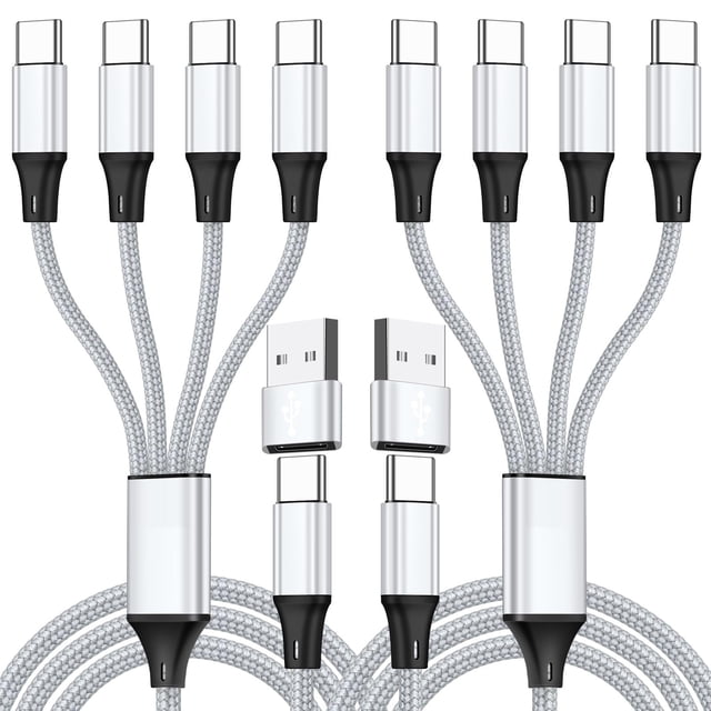Cable de carga múltiple USB C Splitter SVEUC 4 en 2, 1,2 m, paquete de 2