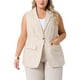 thumbnail image 1 of Blazer sin mangas de lino para mujer de tallas grandes GRACE & GRANDEUR, chaleco con botones, chaqueta de traje de negocios casual con bolsillos 1X albaricoque, 1 of 1