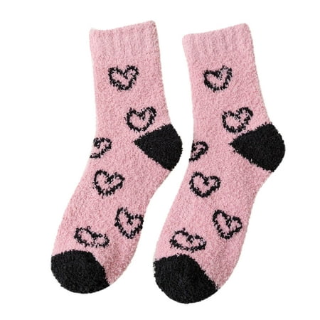 

Yinguo Women Furry Thickened Mid Tube Socks Warm Love Floor Socks Confinement Socks