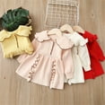thumbnail image 4 of Godderr Toddler Baby Girls Fall Winter Princess Dress Long Sleeve Knit Sweater Lapel Dress for Kid Little Girl Casual Dress Newborn Dress, 4 of 8