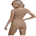 thumbnail image 4 of LYMAYTER Crochet Set for Women 2 Piece Summer Stretchy Crop Vest Shorts Set Boho Beach Outfits S-XL, 4 of 8