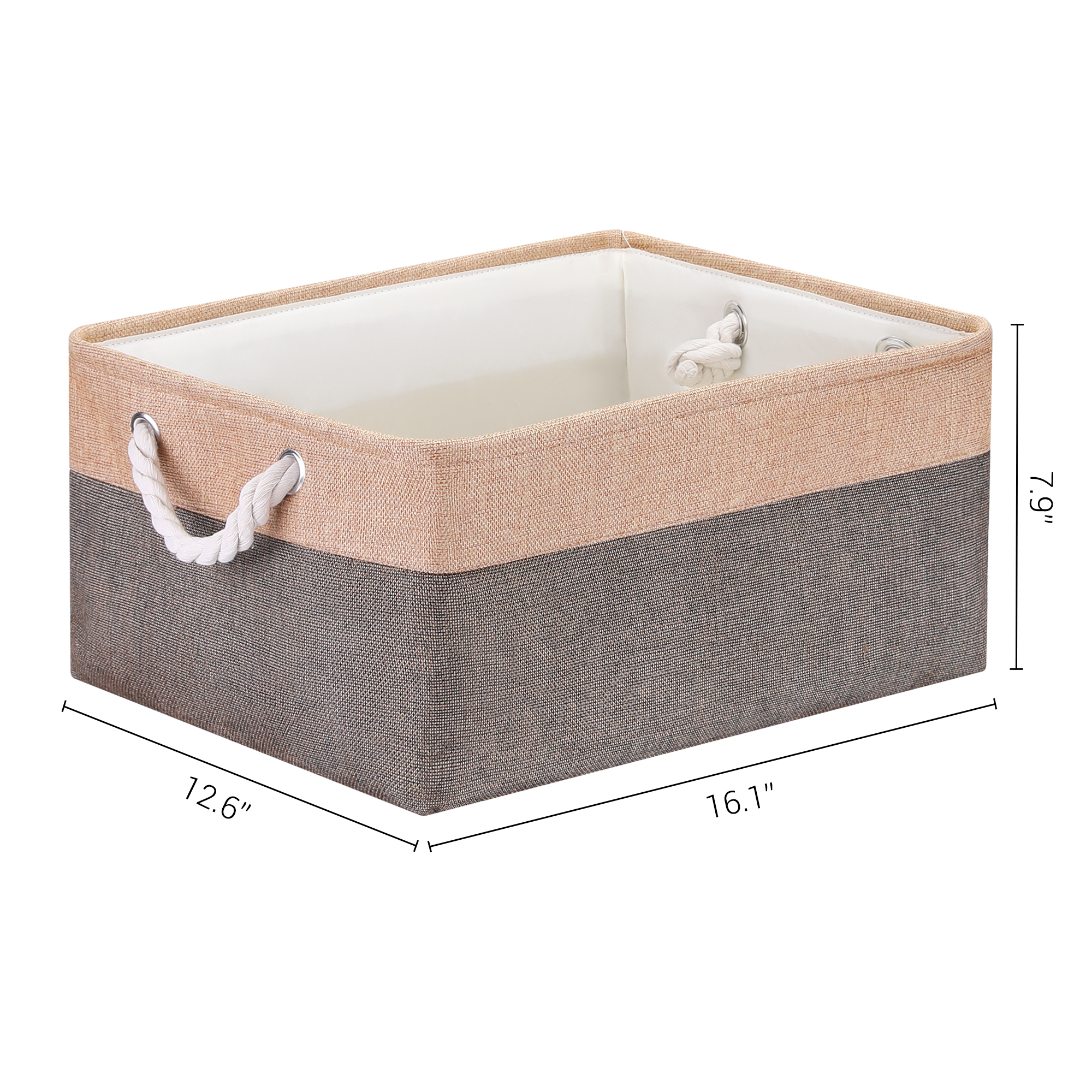 Unique Bargains Storage Bin with Handle Fabric Cube Coffee/Brown 16*12.5*8in