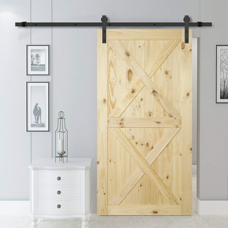 Belleze Barn Sliding Double X Door Clic Pine Unfinished Diy 42 Belleze Barn Sliding Double X Door Clic Pine Unfinished Diy 42 84 Inches