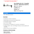 thumbnail image 2 of Rear Stabilizer Bar Link - Compatible with 1997 - 2008 Pontiac Grand Prix 1998 1999 2000 2001 2002 2003 2004 2005 2006 2007, 2 of 2
