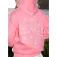 thumbnail image 2 of Womens Oversized Hibiscus Graphic Embroidery Hoodie Preppy Cotton Sweatshirt for Teen Grils Pink, M, 2 of 7