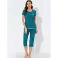 thumbnail image 3 of DARING DIVA Women's Round Neck Casual Pajama Sets M Peacoke Green, 3 of 6