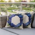 thumbnail image 4 of Spring Purple Flower Wreath Pillow Covers 2 Pack Country Watercolor Floral Leaf Linen Pillowcase Waterproof Outdoor Throw Pillow Cover for Patio Garden Square Cushion 20”x20”, 4 of 9