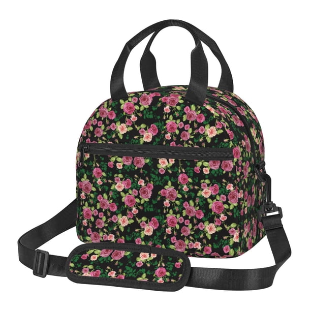 Fotbe Rose Flowers Bolsa de Almuerzo con Estampado, Lonchera Aislada, Contenedores de Comida Reutilizables Tipo Cooler a Prueba de Fugas