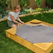 KidKraft Wooden Backyard Sandbox with Built-in Corner Seating and Mesh Cover, Honey