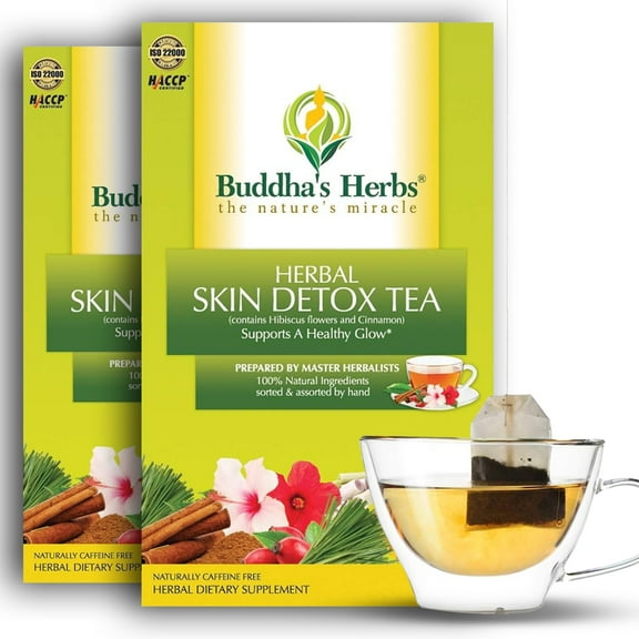 Buddha's Herbs Skin Detox Tea with Hibiscus and Cinnamon, 44 Tea Bags (Pack of 2)