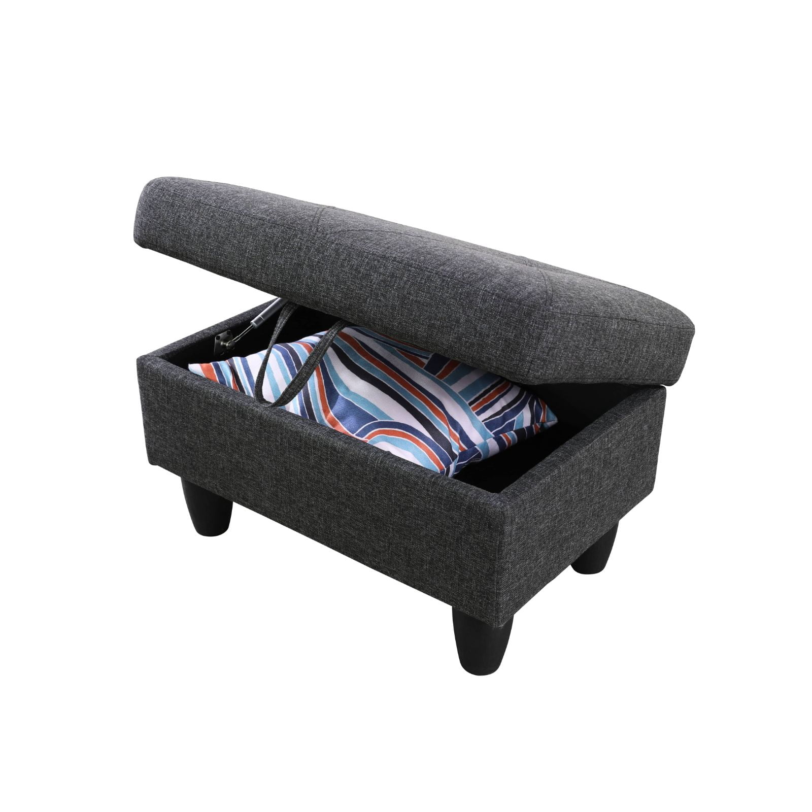 BSHTI 28.5" Multi-Functional Storage Ottoman with Lift-Top Lid, Hidden Compartment Storage, Dark Grey Linen Fabric, Ottoman with Storage for Living Room & Bedroom