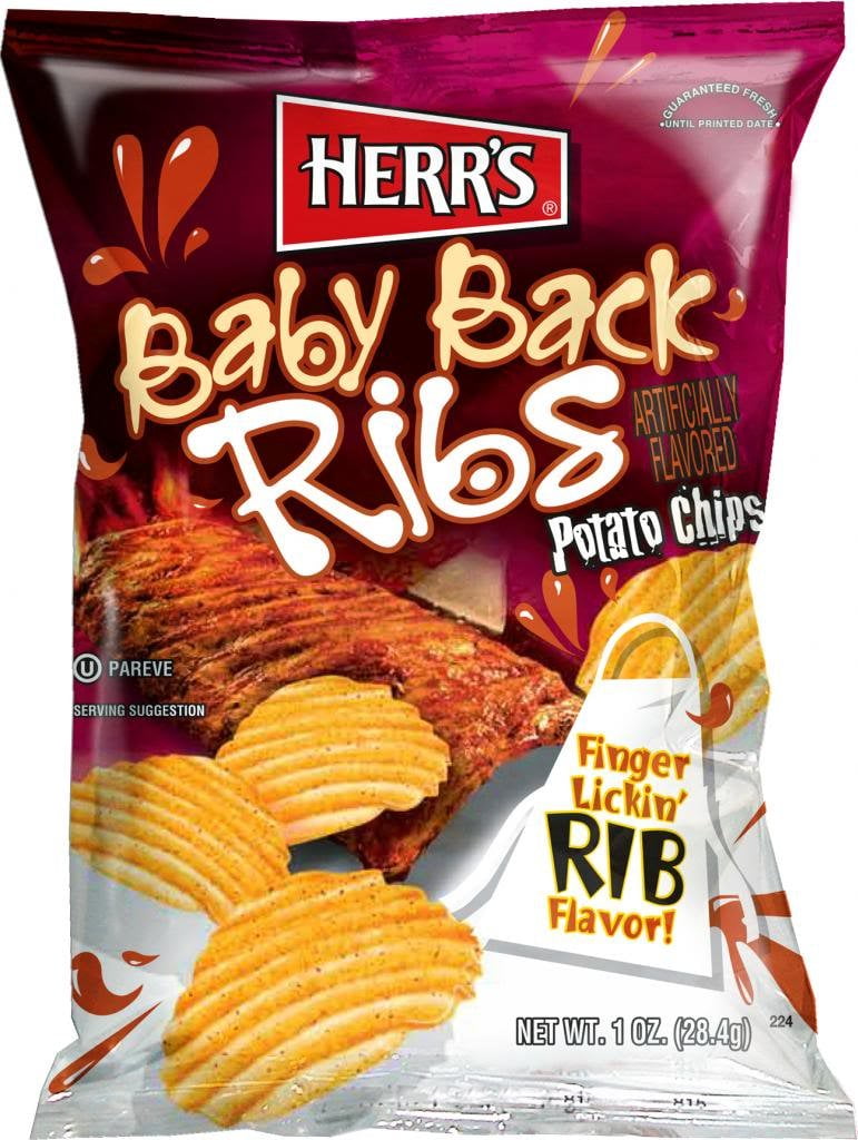Herr's Baby Back Ribs Chips 1 oz Pack of 84 
