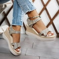 thumbnail image 5 of Hopeusnice Sandals for Women Open Toe Breathable Soft Pu Summer Shoes Women's Sandals Non-Slip Trendy Thick-Soled Heel Roman Boho Style Shoes for Beach Lightweight Walking Shoes Gray 38, 5 of 9