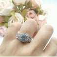 thumbnail image 2 of Three Piece Art Deco Ring Band Black Tone Paraiba Tourmaline CZ 925 Sterling Silver Size 6, 2 of 4