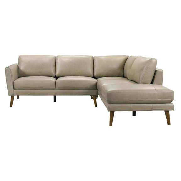 Ashcroft Furniture SEC00400404 Benson Leather Sectional Right Facing Chaise Sofa, Beige