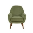thumbnail image 3 of Linen Fabric Accent Chair, Mid Century Armchair with Wooden Legs, Modern Upholstered Reading Accent Chairs for Living Room Bedroom,Green, 3 of 7