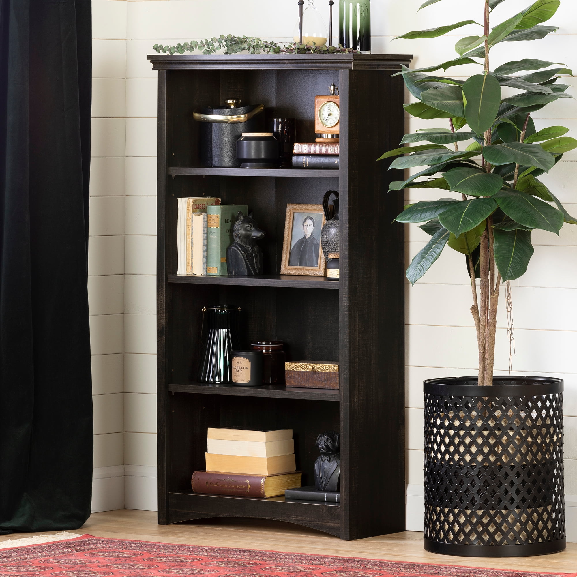 South Shore Gascony 4Shelf Bookcase, Rubbed Black