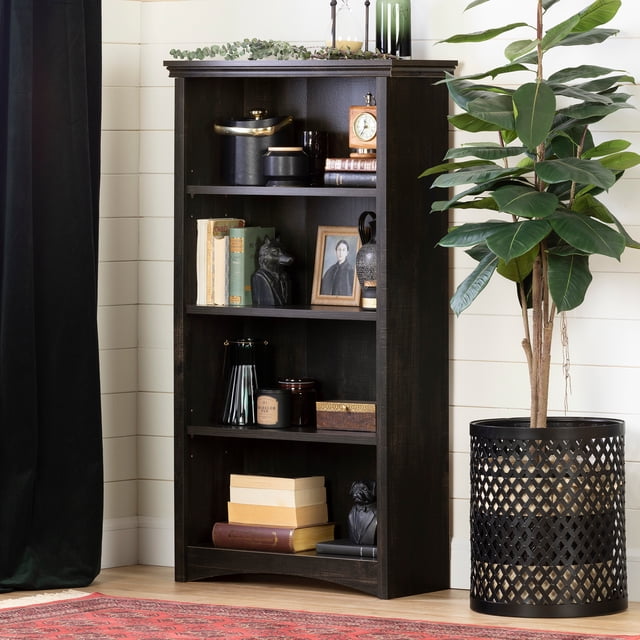 South Shore Gascony 4-Shelf Bookcase, in Rubbed Black
