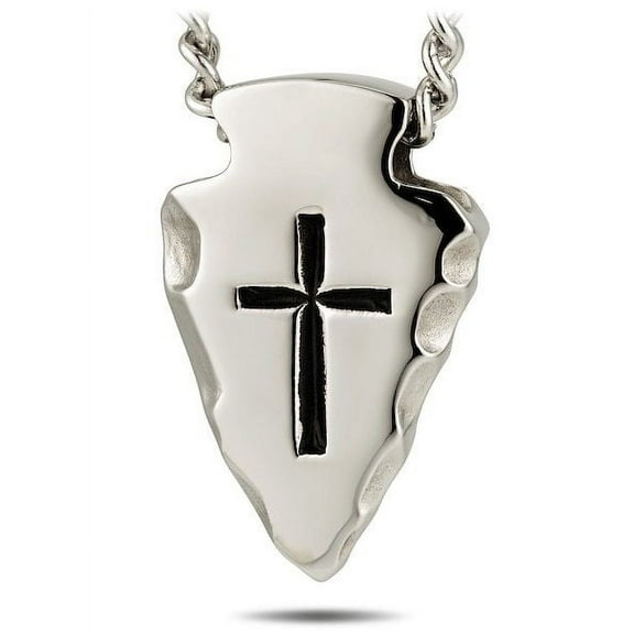 Men's Stainless Steel Arrowhead Necklace-Genesis 27:3 by Shields of Strength