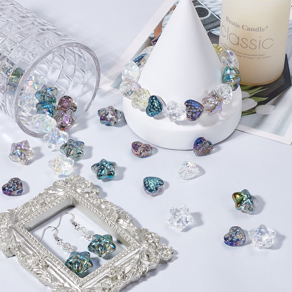 120Pcs 10 Styles Electroplate Transparent Glass Beads Sets Mixed Color 15~16.5x13~17.5mm Hole: 1.2~1.4mm 12pcs/style