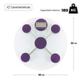 thumbnail image 2 of Báscula Personal Digital De Vidrio Templado En Forma Circular Con Capacidad De 180 Kg Color Morado, 2 of 6