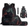thumbnail image 2 of Bulopur Red Rose Black Cat Kids Backpack Set 5 Pcs Gothic Cool Kids Bookbag with Lunch Bag, Pencil Case, Water Bottle Cover and Wrist Strap for Teen Girls Grade 1-6, 2 of 8