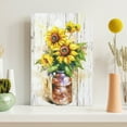 thumbnail image 3 of XUFX Sunflower Canvas Prints Wall Art Painting Picture - Floral in a Milk Can Vase Oil Painting Flower ArtworkStretched Ready to Hang for kitchen Wall Framed 12x18inch, 3 of 5