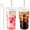 Clear, variant on 2 Pack 20 Oz Glass Cups with Lids and Straws, Iced Water Glasses Tumblers for Ice Juice, Tea, Milk, Smoothie and Cold or Hot Drinks(Multicolor)