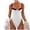 White, variant on Womens High Cut One Piece Swimsuit - V Neck Color Block Spaghetti Strap Push Up Bathing Suit for Beach Vacation