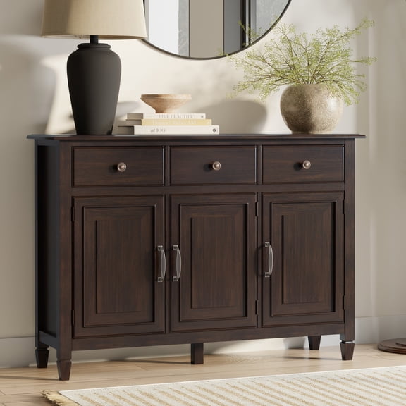 Simpli Home Connaught 51 inch Wide Solid Wood Traditional Entryway Storage Cabinet in Chestnut Brown