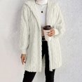 thumbnail image 6 of Women's Hooded Cardigan Jacket Long Loose Open Front Fleece Coat Fall Winter Cable Knit Causal Jacket, S, 6 of 7