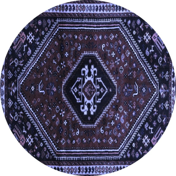Ahgly Company Machine Washable Indoor Round Persian Blue Traditional Area Rugs, 7' Round