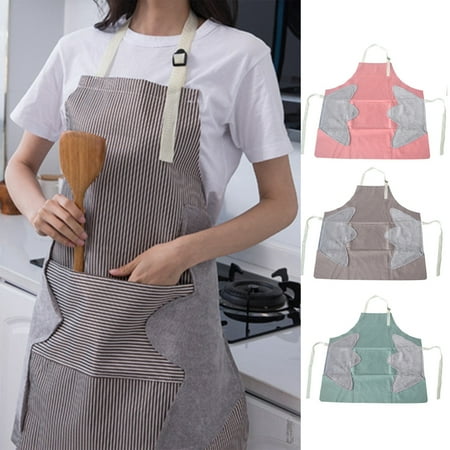 

Travelwant Cotton Linen Waterproof Bib Kitchen Apron with Pockets - Long Ties Adjustable Neck Strap - Unisex BBQ Cooking Drawing Crafting Aprons for Women Chef