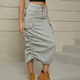 thumbnail image 6 of Fjuchai Womens Casual Denim Skirt Spring Summer Solid Colour Stretch Jean Skirts S-2XL, 6 of 10