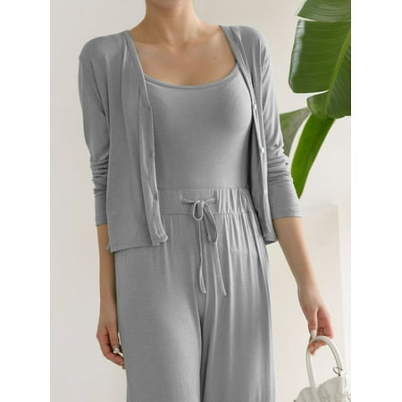 

3 COLORS / 3pc Set 3pc-Set Loungewear Loose Long Sleeve Casual Wear Top Bottom Pajama Gift Set