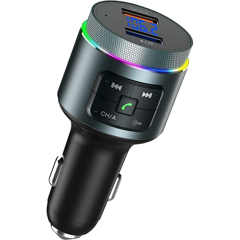 Bluetooth 5.0 FM Transmitter for Car, Auto Frequency Tuning QC3.0