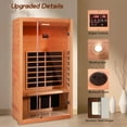 thumbnail image 3 of Vanity Art 1 Person Extendable FAR Infrared Sauna for Home, Hemlock Wood Low EMF 6 Carbon Heaters Indoor Saunas with LED Lights, Bluetooth Speaker, Digital Control Panel, and Seating Bench, 3 of 11