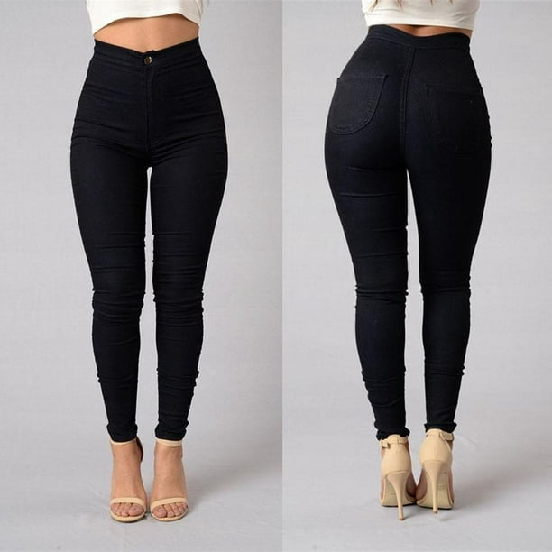 New LADIES WOMEN HIGH WAISTED SEXY SKINNY JEANS PANTS SIZE 6 8 10 12 14 UK  