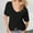 Black, variant on TIANZEN Women's Fashion Deep V Neck Top Solid Color Casual Loose Short Sleeve Women Summer T Shirts Short Sleeve Raglan Shirt Women Spandex Tee