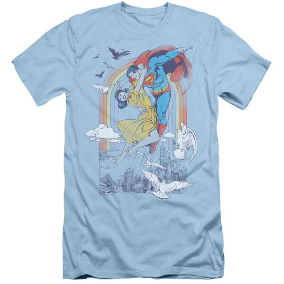 DC Comics Rainbow Love S/S Adult 30/1 T-Shirt-Light Blue