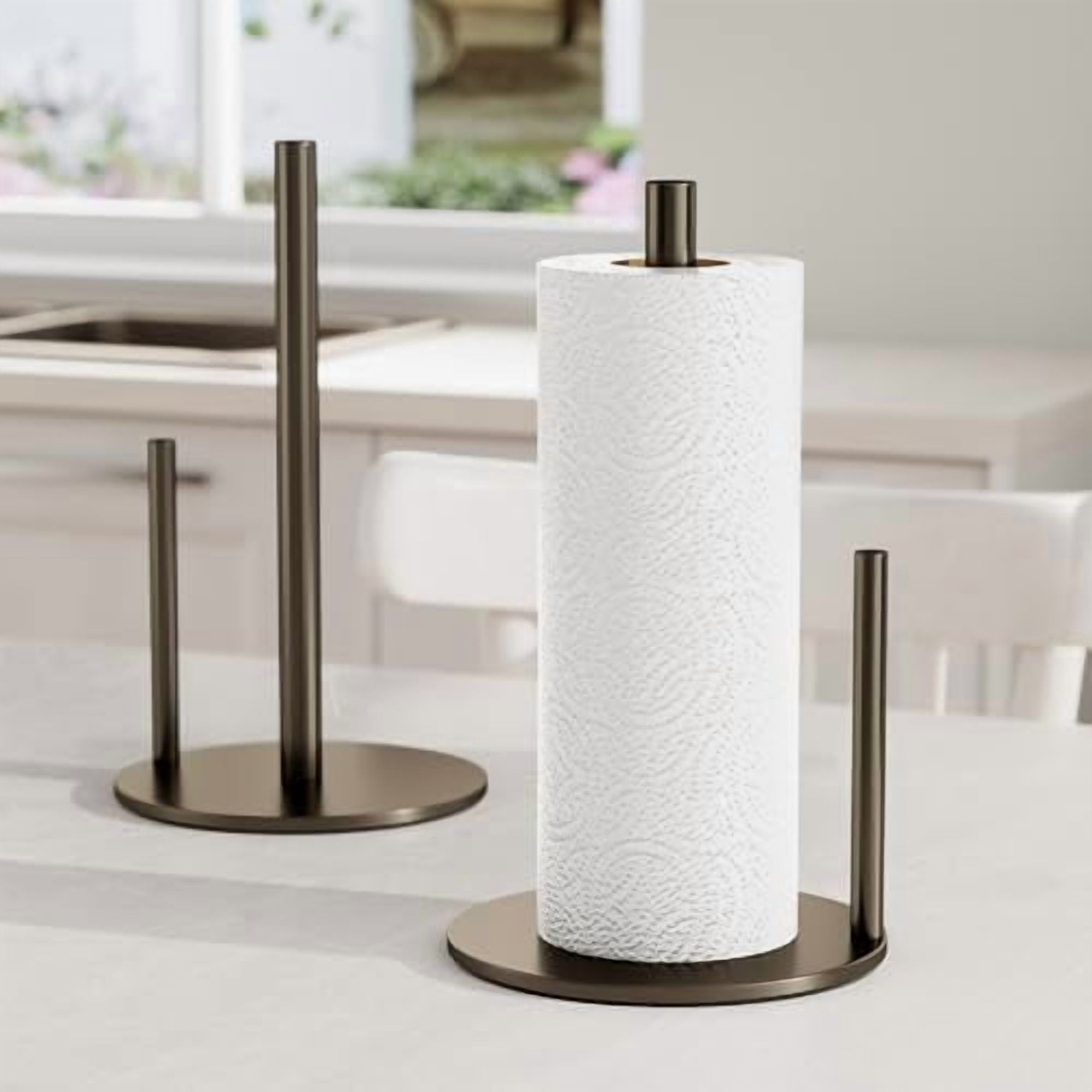 Bronze Kitchen Paper Holder, Oil Rubbed Bronze Paper Towel Holder, Kitchen Roll Organizer, Countertop Roll Dispenser with Weighted Base