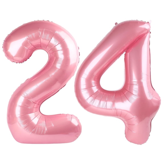 Globos con números Enyeopd, 40 cm, color rosa perla, feliz cumpleaños, 24 unidades