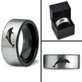thumbnail image 4 of Tungsten Dolphin Sea Animal Island Band Ring 8mm Men Women Comfort Fit Brushed Gray Flat Cut Black Polished, 4 of 4