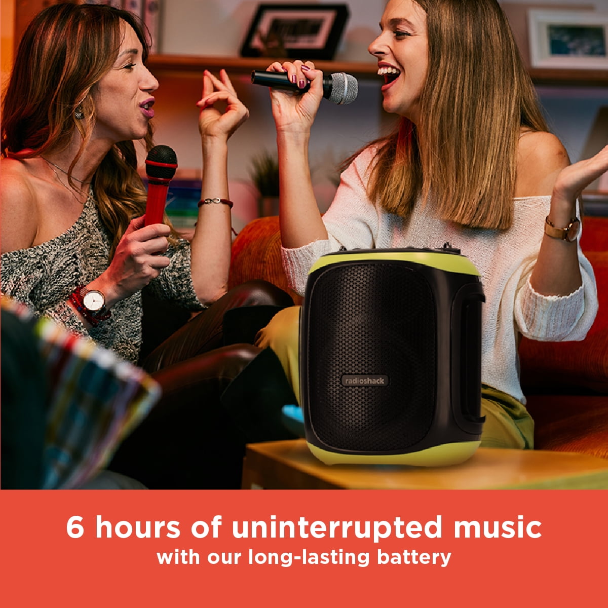 RadioShack Portable Bluetooth Karaoke Speaker, 120W, 2 Microphones Included