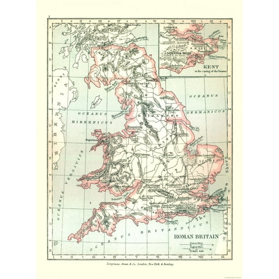 Historic Map - Scotland Roman Britain Circa 400 - Gardiner 1902 - Vintage Wall Art