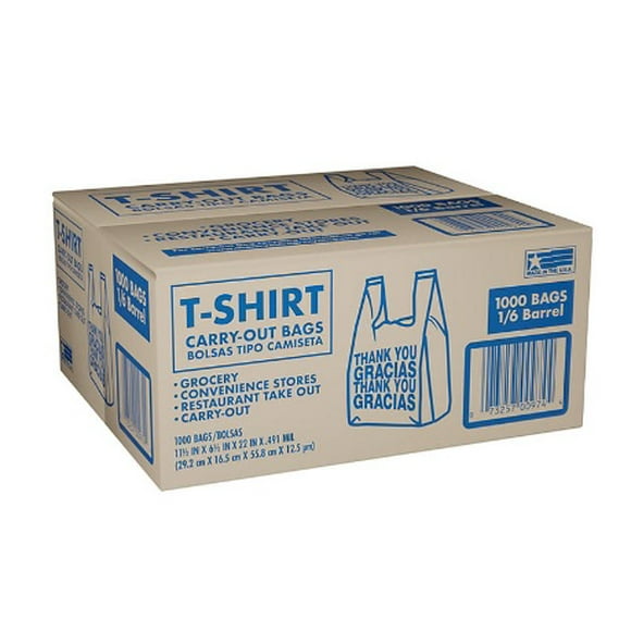 T-Shirt Carry-Out Bags, 11.5" x 6.5" x 22" (1,000 ct.)