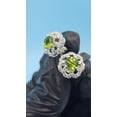thumbnail image 4 of OM Jewels Women's Delicate Stud Earrings 14K White Gold Plated Round Cut Lab Created Peridot, 4 of 5