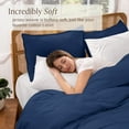 thumbnail image 4 of Bare Home Organic Cotton Jersey Duvet Cover Set with Shams, 2-Piece, Twin/Twin XL, Dark Blue, 4 of 10