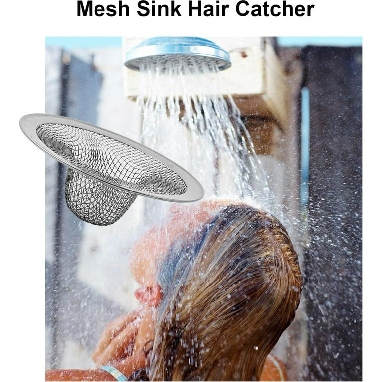 Casewin 2pcs Bathtub Drain Strainer, Small Wide Rim 1.57 Diameter ,  Stainless Steel Sink Drain Strainer,Drain Hair Catcher Perfect for Bathtub  and